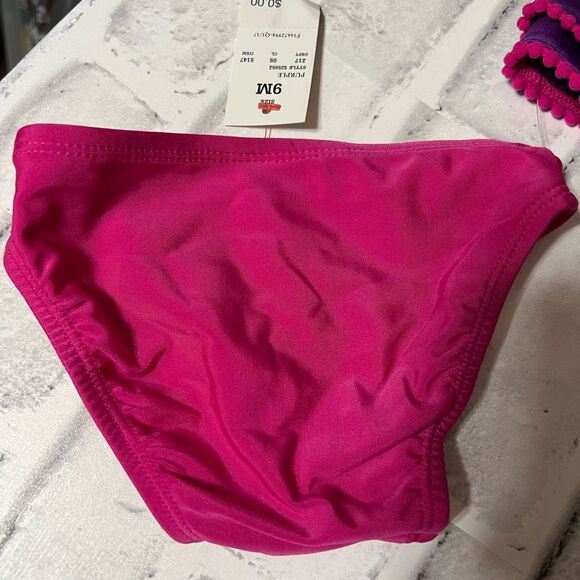 CAT & JACK Swimwear Little Girls Kids 9M Purple Rash Guard Sun Shining 2-Pc. Set - Picture 8 of 16